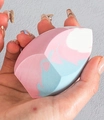 Giant marble pattern beauty blender sponge in pink blue and white with multi-cut sides - Giant 3-Cut Sponge-Tricolor Blue Marble-1PC