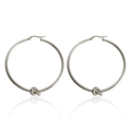 Pendientes de nudo de acero inoxidable plateado minimalistas con acabado pulido elegante - Pendientes de Aro con Nudo Color Acero