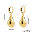 Gold irregular waterdrop earrings with zircon studs and precise size measurements - Gold