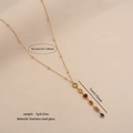 Golden Y-shaped stainless steel necklace with multi-colored glass pendants in various shapes - Multi-Shape Colorful Gemstone Long Chain Style (4#)