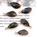 Water drop faceted labradorite pendants with gold plated edges for DIY jewelry - Labradorite