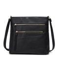 Minimalistische schwarze Vintage Leder Tote Bag mit goldenen Reißverschlüssen und Schultergurt - Schwarz
