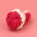 Handmade crochet deep pink rose bouquet keychain with cream white edges and pink base - Rose Red Large Rose Hand Bouquet