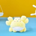 Macro view of a cute yellow fuzzy crab plush toy keychain pendant for bag decoration - 10cm (Rainbow Rope) / Crab-Yellow