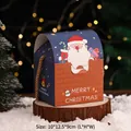 Christmas gift box featuring a Santa Claus design in navy blue and red with gold rope - 10*9*12.5cm / Lake Blue