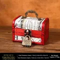 Vintage map wooden jewelry box with bronze handle and 3-digit code lock storage box - Map Handle + Combination Lock