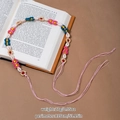 Bohemian waist chain with colorful sunflower beads, shells and pink tassels for dresses - Pink Rope Wood Sunflower White Shell (X530-8)