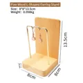 L-shaped pine wood earring display stand with golden metal hooks for jewelry storage - Pine Wood L-Shape Earring Stand