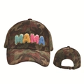 Cappellino camouflage in velluto con toppe MAMA colorate e fibbia in metallo regolabile - Mimetico Giungla (Stile 2)