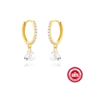 Eleganti orecchini in argento S925 dorato con pendenti in zircone a forma di cuore - Oro - Pendente in Zirconia a Cuore