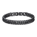 Classic black stainless steel Cuban link bracelet with durable lobster clasp closure - 19cm / Black 8mm