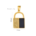 Pendente lucchetto hip hop dorato con diamanti scintillanti e pannello nero rettangolare - HD-68 Stile Lucchetto