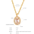 Collana in acciaio al titanio dorato con pendente in zircone e misure dettagliate - Collana Catena Sottile Pendente Ovale (P1524)