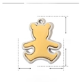 Detailed view of bicolor stainless steel bear pendant with 16mm by 20mm dimensions - Gold & Silver Two-tone Bear