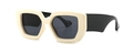 Retro thick-frame sunglasses with cream-white front and wide black temples - White Black Gray