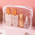 Clear PVC toiletry bag with white trim featuring waterproof zipper and portable design - 15 Wire Large 25*6*19 / White