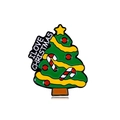 Cute Christmas tree enamel brooch pin with I LOVE CHRISTMAS lettering on white background - I Love Christmas Tree