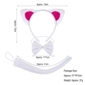 White cat ears headband set with bowtie and tail costume for kids high elasticity fabric - White Cat Ear With Rose Pink Inner 3-Piece Set