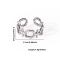 Silver stainless steel open ring with irregular hammer pattern and 1.7cm inner diameter - Adjustable Open / Silver-Lava Texture (TYR0571)