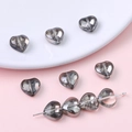 Perle a cuore in vetro grigio fumo da 10mm con lucentezza metallica per gioielli DIY - 3# Grigio Fumo