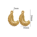 Golden feather-shaped stainless steel pendant charms with 24x16mm size dimensions - Feather 604 / Gold