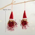Set of 10cm Christmas elf pendants with red hats and wooden beads for tree decor - Two-Piece Set / Red Long Hat Girl