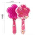 Pink flamingo cartoon detangling hairbrush with colorful beads and floral shape design - 02-Flamingo Balloon