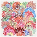 Vivace foulard in seta quadrato 130cm con fitti motivi floreali e botanici colorati - Bianco Sporco