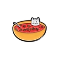 Broche de gato blanco de dibujos animados en tazón de sopa con texto Soup for Soul - Sopa para el Alma Gato (qhxz342)