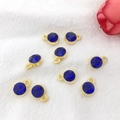 Nine deep blue round birthstone charms with gold plating on white fabric - Gold September - Royal Blue