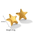 Polished 18k gold plated star shaped stainless steel earrings with size measurements - Gold Pentagram Stud Earrings Style (TE6973-G)