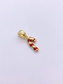 Christmas candy cane charm in 18k gold plated copper with red and white enamel finish - Red Striped Candy Cane