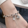 Silver chain bracelet with lucky money bag and banknote charms for women - Money Bag Style-SL0427