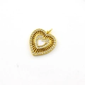 Gold-plated heart pendant with zircon inlay and white mother-of-pearl center on white background - #2 Shell Style / White