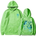 Sweat à capuche vert herbe avec motif palmier bleu et imprimé Hope of It All au dos - S / Hauts / Vert Fruit 1
