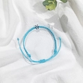 Himmelblaues handgewebtes Seilarmband mit niedlichem schwarz-weißen Panda-Anhänger - Panda Woven Rope Bracelet / Blau