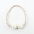 Minimalist champagne gold magnetic curtain tieback featuring two white faux pearls - Champagne
