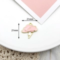 Pink enamel cloud and lightning bolt charm in 21mm size with golden plating - 21mmx21mm / Pink Lightning Cloud