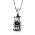 Punk style silver boxing glove pendant with twisted chain in polished titanium steel - Boxing Glove Style (KP52595-BD)