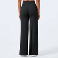 Women's Y2K straight-leg yoga pants in black color featuring a soft and draped fit - S / Black