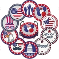 10-piece 4th of July DIY diamond painting coasters set with American flag patterns - 10Pcs Happy July 4th Coaster Set with Black Stand