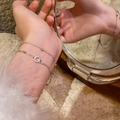 Elegant silver double-layer bracelet with pearl chain and letter G pendant detail - S690 Silver