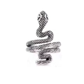 Retro silver snake open ring featuring intricate scale textures in punk style - Adjustable Open / Style 18 (Dot Pattern Snake)