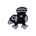Épinglette en émail de corbeau noir et blanc style dessin animé pour vêtements - Oiseau Assis