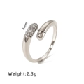 Dettaglio anello argento regolabile con goccia da 8mm e pavé di diamanti, peso 2,3g - Aperto Regolabile / Argento (HF-J1498-S)