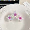 Large gradient plumeria hair claw clip with pearlescent finish in iridescent purple - Triple Flower Light Purple