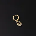 Golden huggie hoop earring featuring a heart-shaped lock pendant with micro zircon stones - Gold Heart Padlock Style (23#)