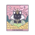 Enamel black cat The Empress tarot card badge with gold finish and pink sky design - The Empress (XZ6448)