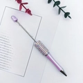 Sparkly purple beaded pen with colorful rhinestones and chrome metallic tip accent - Colorful Pale White Purple