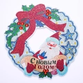 5D DIY Christmas diamond painting wreath with Santa Claus, red bow and stars detail - DZ634-Santa Claus Bow / 23x23cm